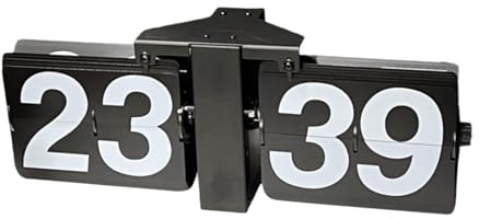 Sharplace Automatic Page Turning Clock Flip Down Clock Flip Clock Wall Mounted Classic Clock for Living Room Cafe Office Farmhouse Home, Black