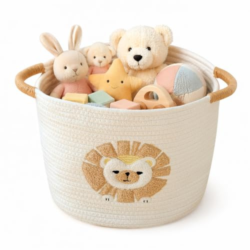 Aufbewahrungskorb Kinder Korb Geflochten Wäschekorb Kinderzimmer Wickeltisch Organizer Korb Mit Löwe Spielzeug Aufbewahrung Körbe Wickelkommode Spielkorb Aufbewahrung Kinderzimmer Deko