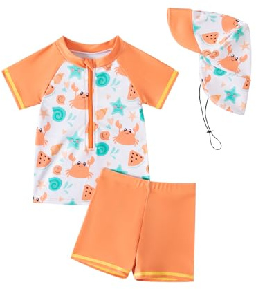 YAGATA Traje de baño infantil con protección UV, diseño de dinosaurio, Cangrejo A, 18-24 meses