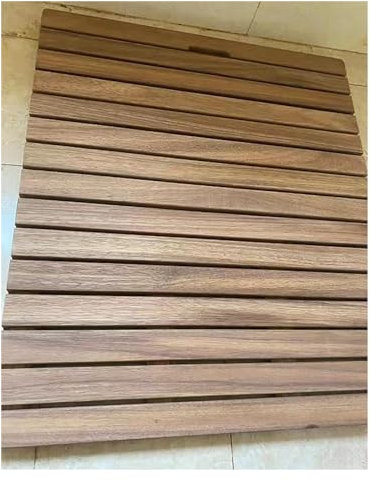Caillebotis de Douche en Bois de Teck, Tapis de douche en bois de teck imperméable pour sol de salle de bain/douche intérieure/douche extérieure, grands tapis de bain 21 24 27 30 31 32 36 pouces, pla