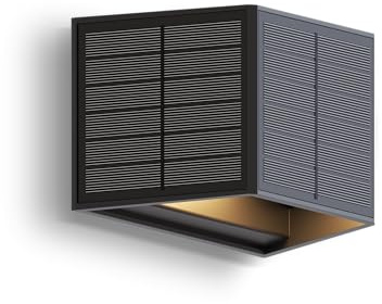 CALEX Caserta Solar Wandleuchte, warmweißes Up & Down Licht, solarbetrieben, kabellos, wasserdicht, Schwarz