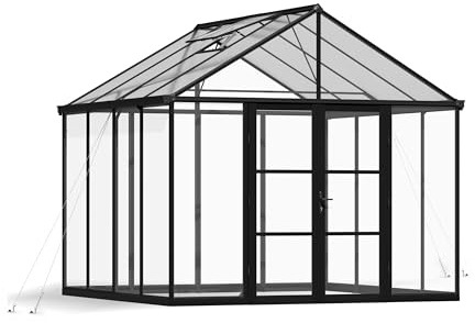 Canopia Gewächshaus, 3 m, Serie für den Außenbereich, begehbar, kristallklare Polycarbonatplatten, Aria (Schwarz, 3 x 3 m)