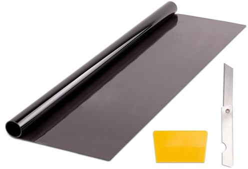 +PWR Car Parts Zugelassene Schwarze Sonnenschutzfolie, 70 x 300 cm. Schützt den Fahrzeuginnenraum vor Sonneneinstrahlung. Absolute Haftung ohne Saugnäpfe. Hochwertiges Vinyl.