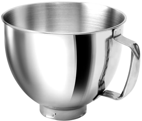 Spalivivre Edelstahl-Schüssel für Kitchen Aid 4,5-5 Quart Standmixer, Schüssel Rührschüssel mit Kippkopf und Griff, Rührschüssel Ersatz, Spülmaschinenfest