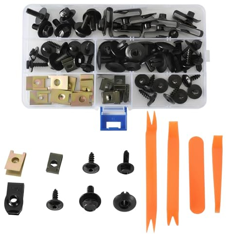 Rivet Plastique Fixation,64 Pièces Vis Et Boulons De Voiture,Clips Voiture Universel,U-Nuts Garde-Boue Boulons De Carrosserie,U Clips Et Vis De Carrosserie, pour Auto Panneaux Garnitures de Portes