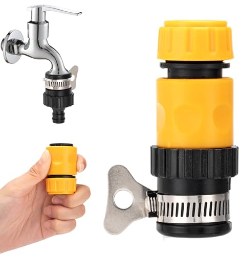 Hose Tap Connector, 1/2-3/4 Garden Hose Connector, Adjustable Hose Connectors, Universal Tap Hose Connectors for Garden Kitchen Bath Laundry