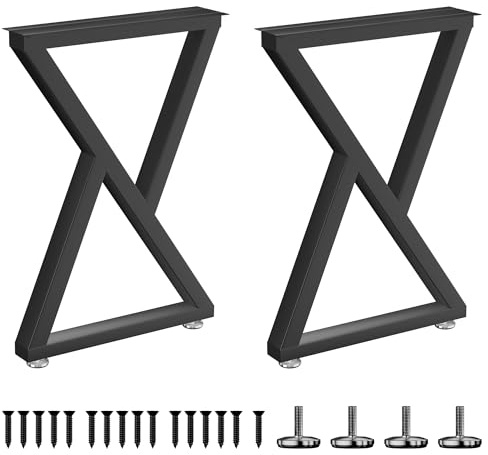 SANKEYTEW Tischbeine Metall Schwarz, Satz von 2, 72 x 50cm, schwarz pulverbeschichtet möbelfüße, Tischgestell Metall Tischgestell, DIY Esstisch Schreibtisch Büro Schreibtisch