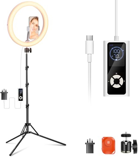 NEEWER RH12B Pro 12 30W High Power LED Ring Light with 71 Tripod Stand Compatible with iPhone, 3290lux Bi Color Selfie Circle Light Phone Holder for Video Recording Makeup Stream, 2900-7000K CRI97+