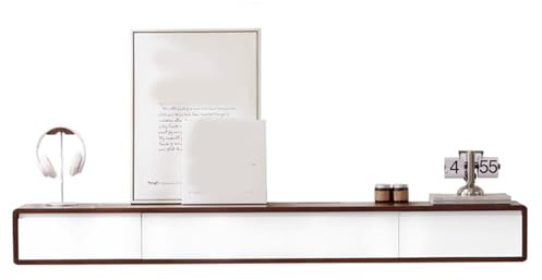 SZKTHD Meuble TV Mural Meuble TV Suspendu pour Salon Finition Noyer Tiroirs Blancs Console Multimédia(120CM/47.2IN)