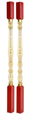 Postes de madera for barandillas de escalera de 99 cm, de madera noble, for interior y exterior, montaje en suelo.(Red+yellow,2 Pack)