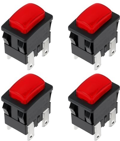 EMSea 4x Interrupteur à Bascule à Bouton-poussoir Marche/arrêt Autobloquant 250 V 16 A PS21-16