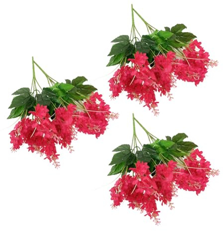 FACAIIO Artificial Red Hyacinth Flowers 36cm Silk Stems for Home Wedding Event Decoration Centerpieces, 5 Pack