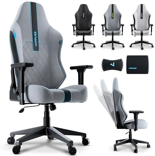 JUPPLIES Silla Gaming Premium Ergonómica – Sillas Gamer con Lino Transpirable, Reclinable 160°, Cojín Viscoelástico, Reposabrazos 4D y Base Hierro Reforzada (Azul)