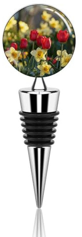 Wine Bottle Stoppers Tulips in The Garden Bottle Stoppers Reusable Bottle Saver Sealer Wine Corks for Wine Champagne Prosecco Beer Spirits Collection