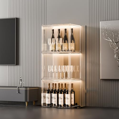 Hynbdes Vitrina Transparente para vinos,vinoteca acrílica Antipolvo para el hogar, Armario de Almacenamiento, Mueble de pie acrílico para salón.