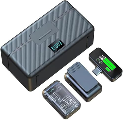 Suprills Micrófono Lavalier inalámbrico para iPhone, micrófono Bluetooth de solapa, enchufe tipo C, mini micrófono Android con reducción de ruido y pantalla LED para Tiktok, vlogging, entrevista