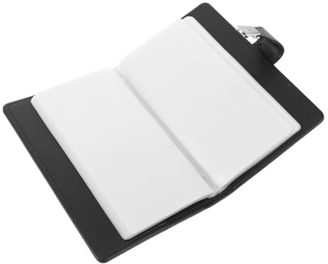 Artibetter Visitenkartenbuch Organizer aus Pu Leder für 150 Karten Kompakter Kartenhalter mit Transparenten Fächern Schwarzer Visitenkartenhalter für Damen und Herren Mobiler Bankkarten