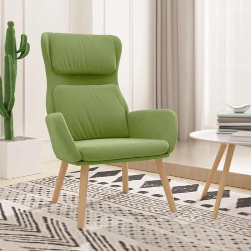 SooIarix Relaxfåtölj, ljusgrön sammet, modern loungefåtölj med metallram, stoppstol för vardagsrum, öronfåtölj sovrum, 70 x 77 x 98 cm