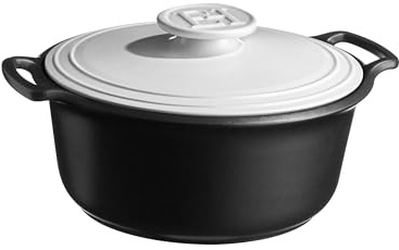 Emile Henry Sublime+ - Casseruola rotonda da 4 l, in ceramica ad alte prestazioni, tutti i fuochi, tra cui induzione, cottura omogenea e stufata, colore gesso, prodotto in Francia