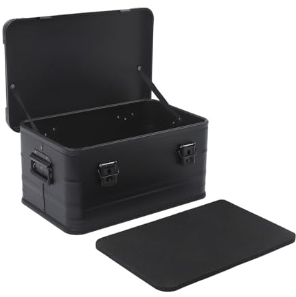 QTREIDG Aufbewahrungsbox mit Deckel 50L, Camping Transportbox Aluminium Wasserdicht, Stapelbar Metallbox Verschlussclips, stoßfest mit Dichtung, Outdoor Kiste für Camping, Angeln, Auto, Werkstatt