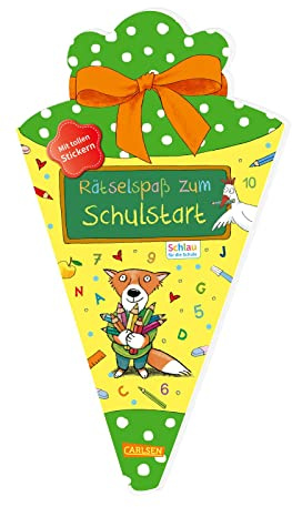 Schlau für die Schule: Rätselspaß zum Schulstart mit Stickern (Schultüte 2023 grün/gelb): Eintragbuch zur Einschulung mit Steckbriefen, Lernspielen und Aufklebern für die Schultüte