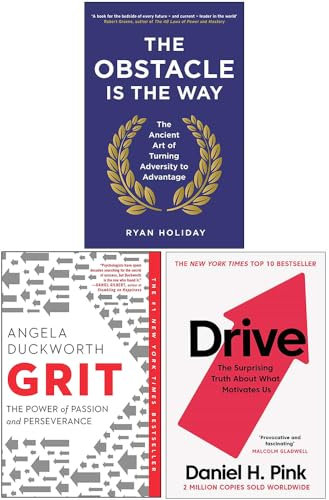 The Obstacle is the Way, Grit: The Power of Passion and Perseverance, Drive The Surprising Truth About What Motivates Us 3 Books Collection Set