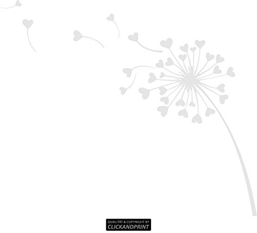 CLICKANDPRINT Aufkleber » Pusteblume Herzen, 40x33,7cm, Glasdekor Silber grob (Raureif- und Sandstrahleffekt) • Dekoaufkleber/Autoaufkleber/Sticker/Decal/Vinyl