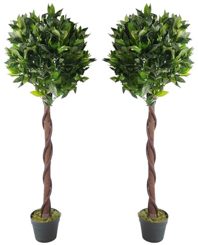 Leaf Künstliche Buchsbaumkugel, Gedrehter Stiel, 120 cm, Grün, 1 Paar