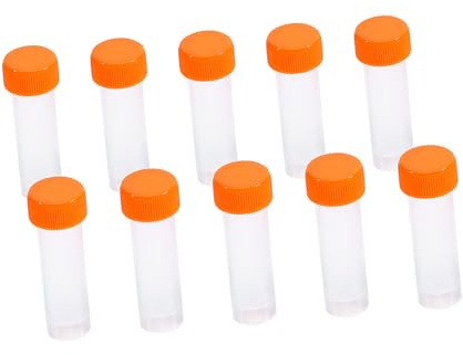 10 stücke 5 ml Kunststoff Gefrorene Reagenzgläser Durchsichtigen Kunststoff Vial mit Orange Schraubverschluss Kappe Silikon Dichtung Für Wissenschaftliche Verwendungen