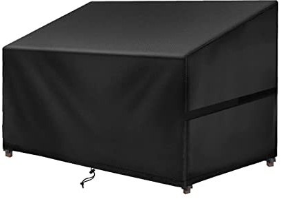 SIRUITON 163x66x63/89cm 3 Seat Garden Bench Cover,500D Oxford Fabric | Waterproof,Windproof,Anti-UV,Heavy Duty Rip Proof Outdoor Patio Bench Seat Cover- Black