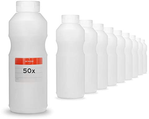Octopus 50x 500 ml Quetschflaschen, Dosierflaschen mit Klappdeckel und Silikonöffnung, Ketchupflaschen BZW. Saucenflaschen, inkl. Beschriftungsetiketten