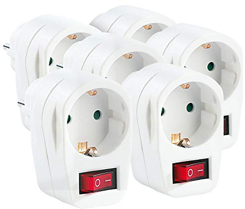 revolt Stromspar Adapter: 6er-Set Stromspar-Steckeradapter mit Netzschalter für 230-V-Geräte (Steckdose, Steckdosenadapter mit Schalter, Küche)