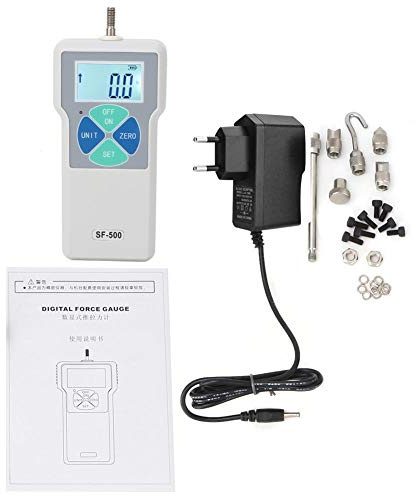Kraftmessgerät, SF-500 LCD-Display Tragbares Push- und Pull-Messgerät Digitales Kraftmessgerät 500N 100-240V Überlastschutz(EU Plug)