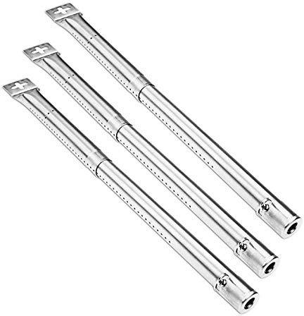 LOKHING 42204 Universal BBQ Gas Grill Replacement Stainless Steel Adjustable Tube Burners for FirePlus Fire Mountain Char-Broil CosmoGrill Campingaz and Other Model Grills (30.5 to 44.5 CM, 3 pack)