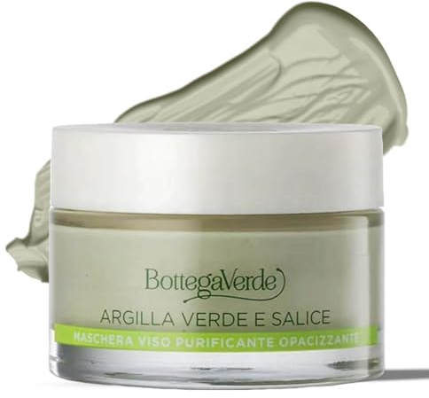 Bottega Verde - Maschera Viso Purificante e Opacizzante, 50 ml, con Argilla Verde di Sicilia ed Estratto di Salice, Trattamento per Pelli Impure e Grasse, Riduce Lucidità e Imperfezioni