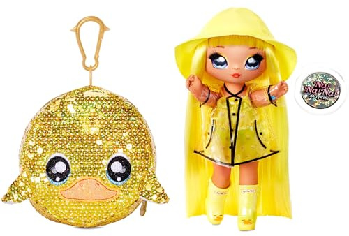 Na Na Na Surprise Muñeca de moda 2 en 1 DARIA DUCKI - Bolso con pompón - Muñeca impermeable con ropa y accesorios. Serie Sparkle - Edad: 5+ años