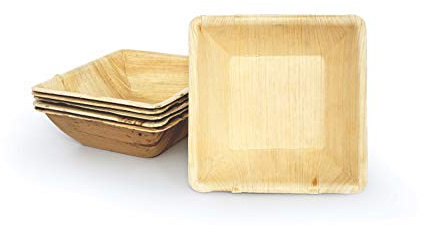 BOX And Tree–50pcs Bols Jetables 300ml Feuille de Palmier, Alternative aux Assiettes en Plastique | Aspect Bois Naturel, Style Bambou | Pour Buffet, Mariage, Anniversaire et Réception