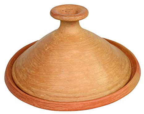 Tajine marocain non émaillée Ø 31 cm Casserole en terre cuite pour 4 à 5 personnes Cocotte Tuareg Original du Maroc Casserole pour cuisine nord africaine Fabriqué à la main en Marrakech Sans polluants