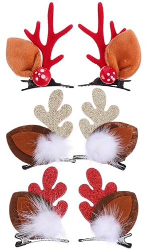 Lurrose Weihnachten Geweih Haarschmuck 3 Paar Haarspangen Rentier Design Für Kinder Und Erwachsene Festliche Kopfbedeckung Haarclips Zubehör