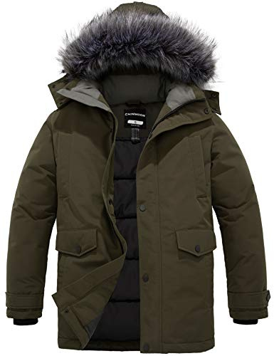 CHIN·MOON Giacca Invernale Imbottita Calda Cappotto Foderato Imbottito Giaccone da Lavoro Antivento Giacca Pesante Outdoor Uomo Verde Militare XXL