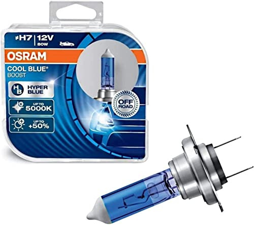 2x Osra.m H7 80W 12V Cool Blue Boost Hyper Blue 5000K 62210CBB-HCB Super Weiß Xenon Look Ersatz Halogen Birne für Scheinwerfer, Fernlicht, Abblendlicht, Nebelleuchte vorne - Off-Road