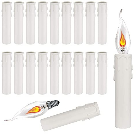 GZLCEU 20 Piezas Fundas Vela para Candelabro,Casquillo E14 Portalámparas | 100x30mm Superficie Lisa, Buena Resistencia al Calor para Lámpara de Pared LED y Lámpara Colgante,Decoración