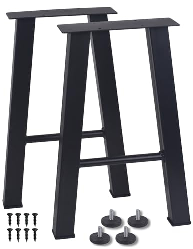 H JINHUI Furniture Legs Set of 2, Metal Coffee Table Bench Legs, Heavy Duty Industrial A-Frame Coffee Table Legs, with Screws and Floor Protectors for Home Office Dining DIY (W27.5cm X H41cm)