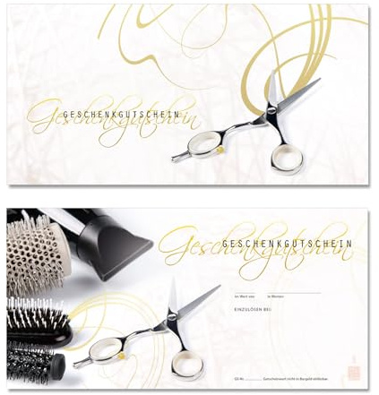 GESCHENKGUTSCHEINcom by POS-HAUER. 100 Gutscheine, blanko zum selbst Ausfüllen. Für Friseursalon Firmen Unternehmen Dienstleistung.