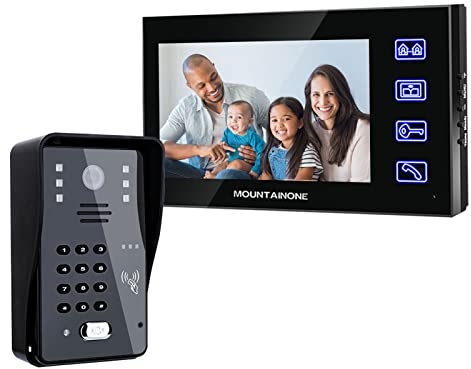 7'' Video Doorbell Intercom System, Smart Doorbell Home Video Door Entry System with 1-Monitor 1-Camera Night Vision HD Camer, Support Dual-Way Intercom, Unlock, Monitoring (1M1C)