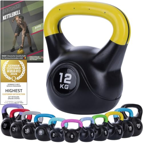 Body & Mind® Kettlebell Kugelhantel 2-20 kg - Workout Gewicht-Hantel für Kraft-Training - Profi Fitness Schwunghantel aus Kunststoff