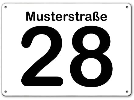 banjado® Hausnummernschild personalisierbar Motiv weiß - Hausschild personalisiert Draußen mit Straßennamen möglich - Hausnummernschild Edelstahl versch. Motive - inkl. Montagematerial