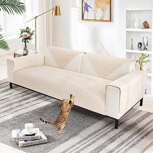 SHANNA Chenilla Suave Funda Sofa Chaise Long 1 2 3 4 Plazas Protector Cubre Sofa, Nuevas Antideslizantes Universales Fundas de Sofá con Textura Gruesa Sólida para Sala de Estar (Blanco, 70 * 150cm)