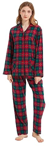 kolipajam Pyjama d'hiver en Flanelle 100% Coton Teint en Fil de Coton pour Femme