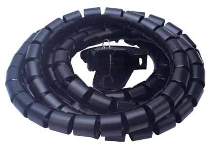 A2ZWORLD Spirale Avvolgi Cavo Flessibile, Guaina Raccogli Cavi Spiralato, Organizza Gestione dei Cavi, Clip Fermaglio Guidafilo Incluso, Lunga 180cm (D15mm, Nero)